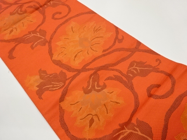 JAPANESE NAGOYA OBI / WOVEN  FLOWER ARABESQUE